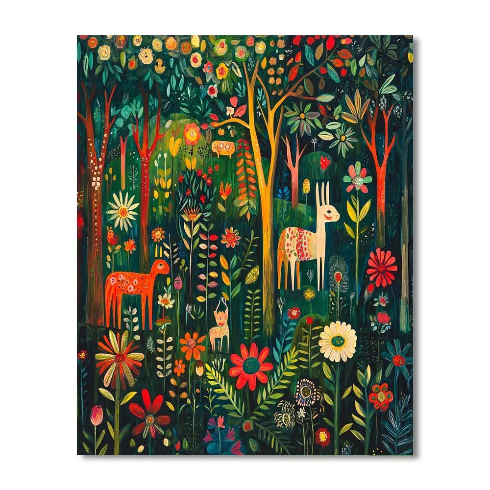 Frida Kahlo Inspired Vibrant Echoes Of The Forest  Numbered Painting Kits