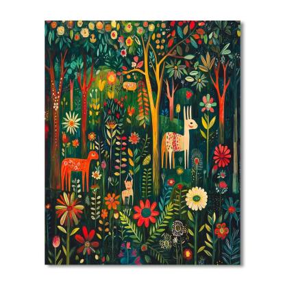 Frida Kahlo Inspired Vibrant Echoes Of The Forest  Numbered Painting Kits