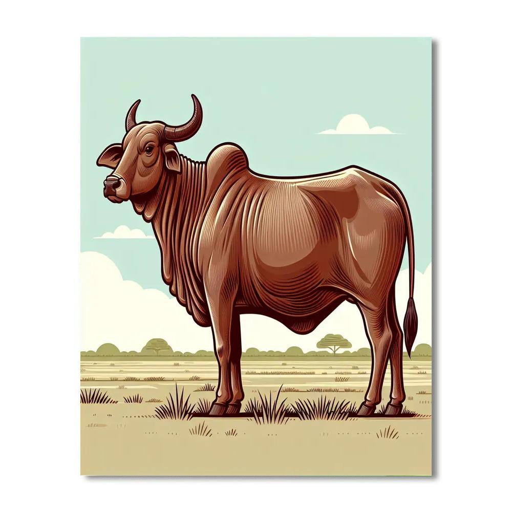 Zippy Zebu Paint By Numbers Art