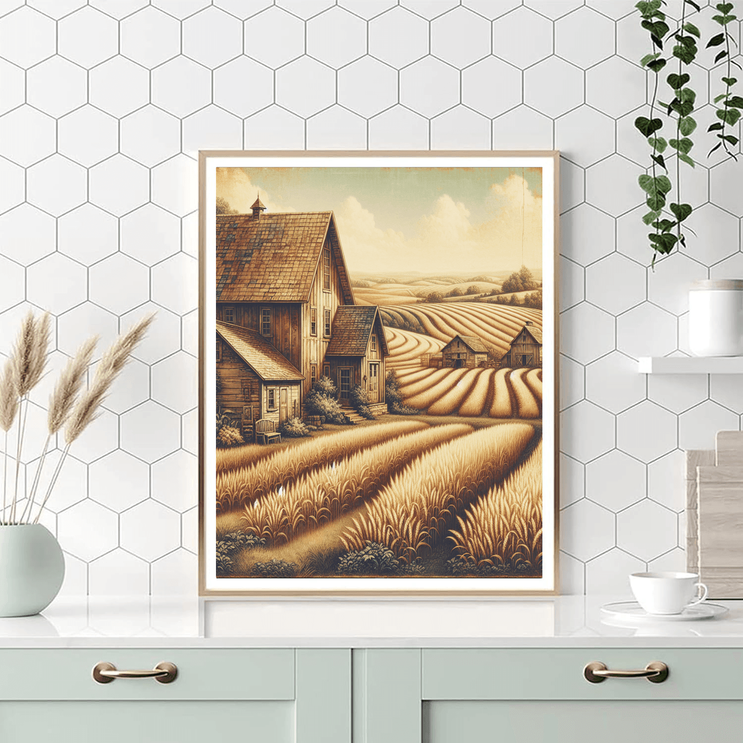 Vintage Farmhouse Scene Number Painting