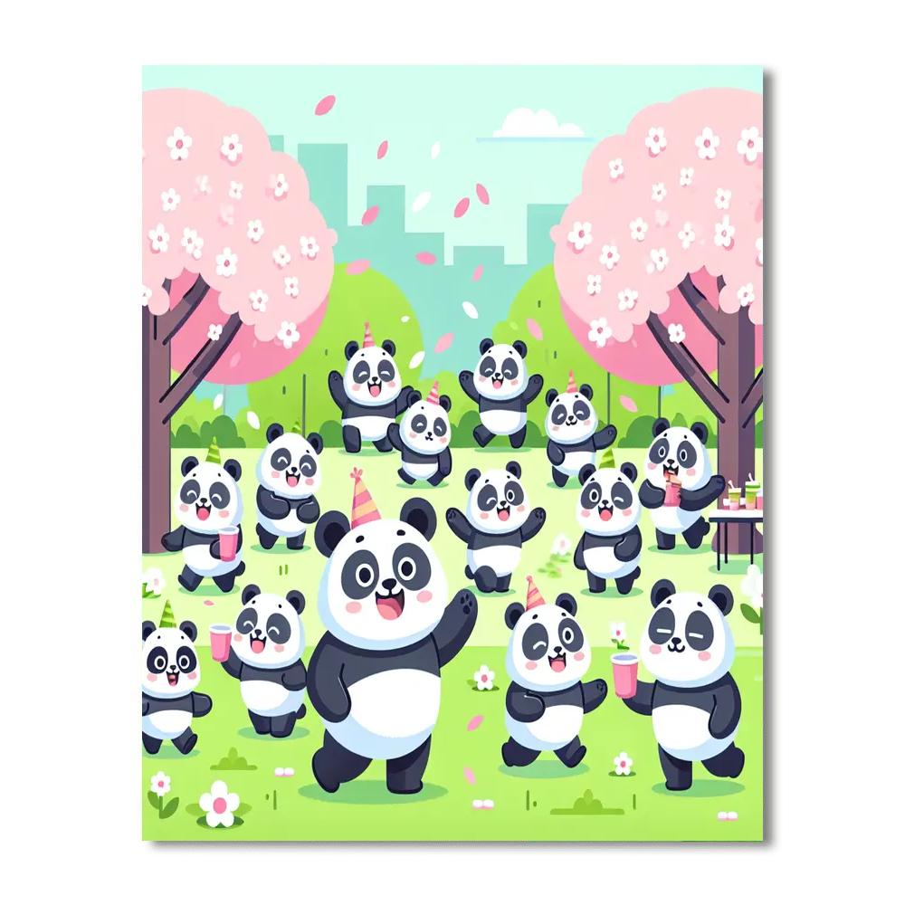 Panda Party In The Park Painting By Numbers Kit