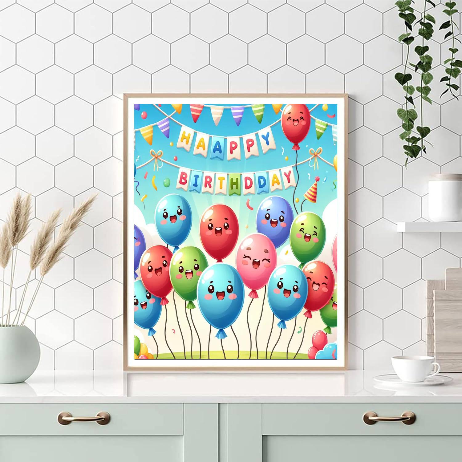 Bouncing Birthday Balloons DIY Paint By Numbers