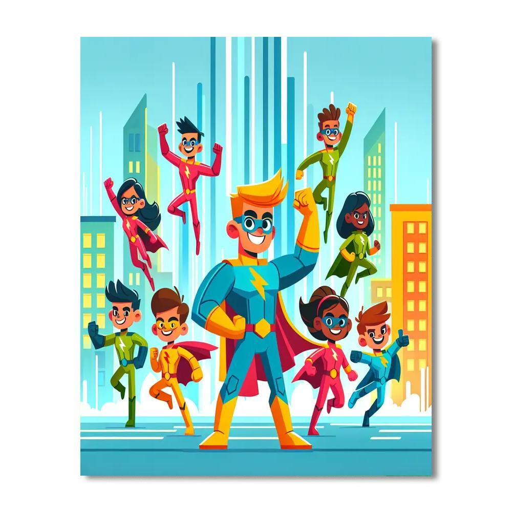 Adventures With Superheroes Paint By Numbers