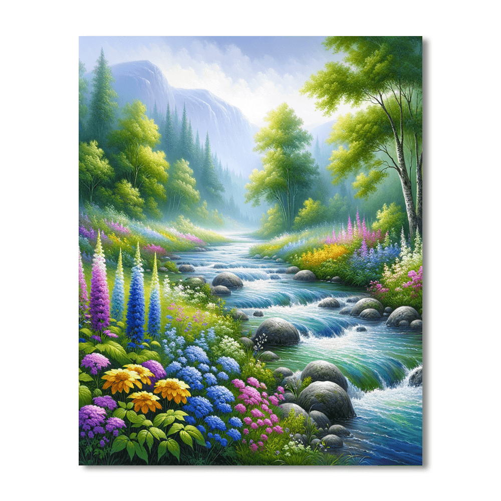Mountain Stream Serenity Paint By Number