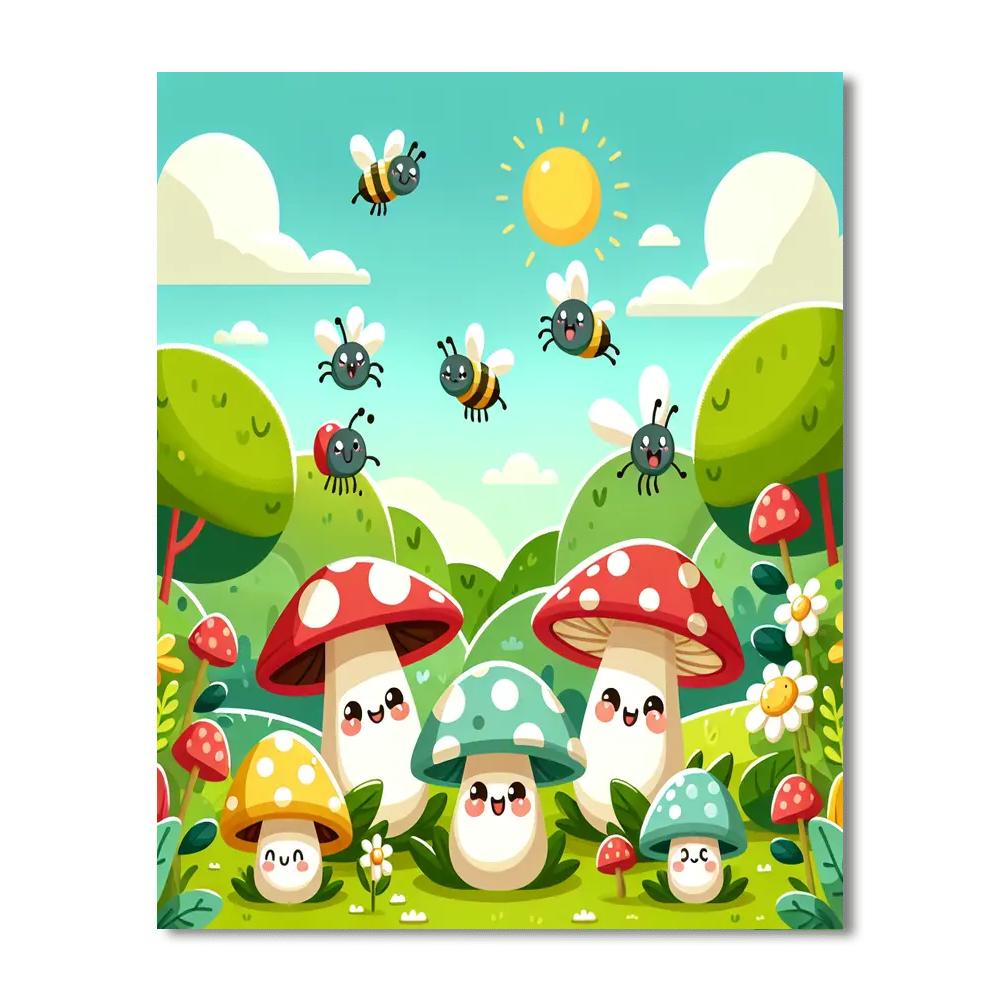 Merry Mushroom Meadow Paint By Number
