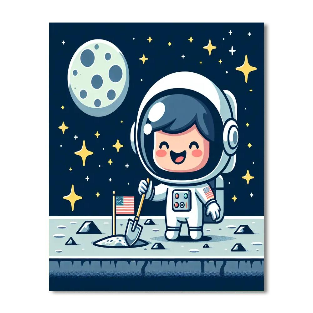 Astronaut's Moon Mission Paint By Numbers Art