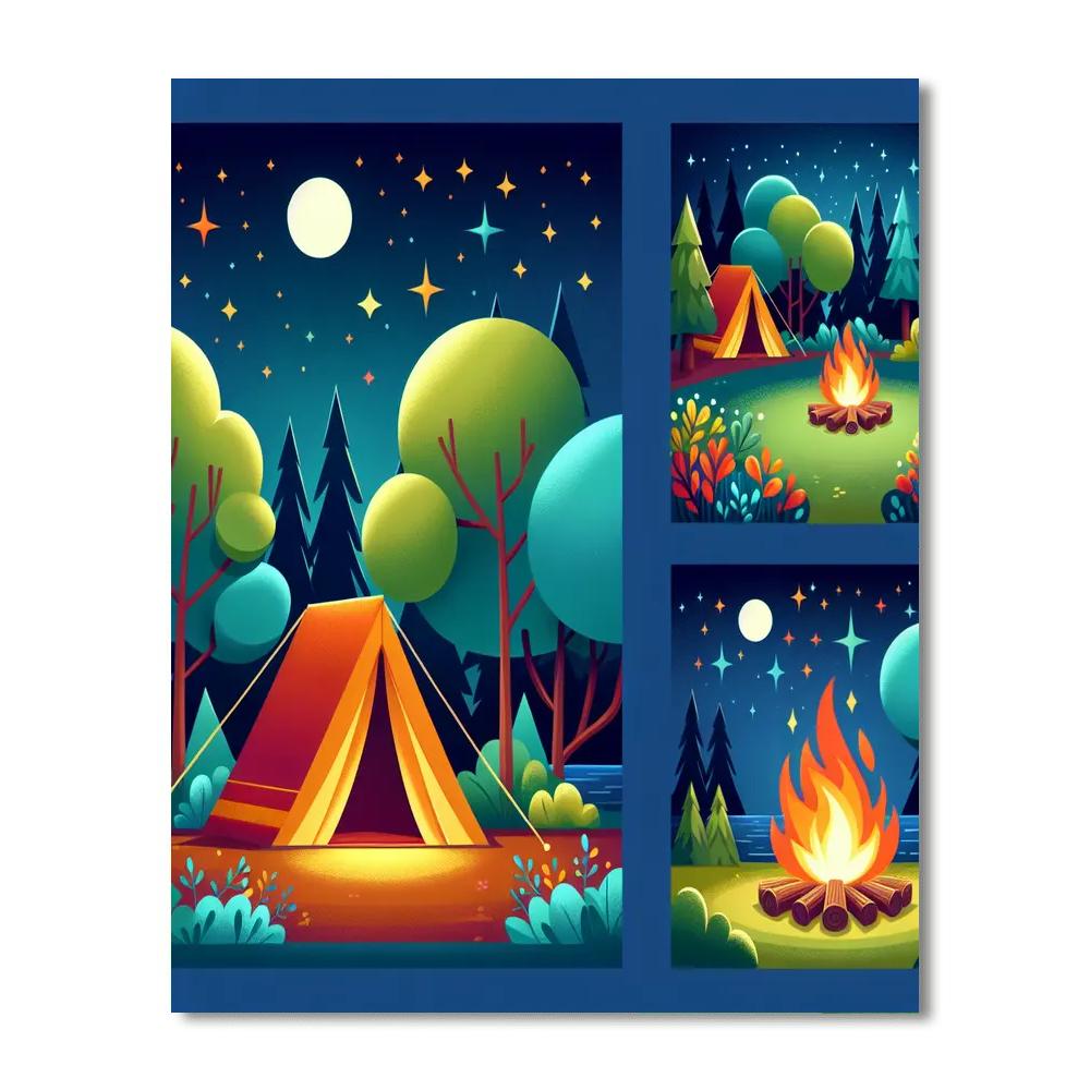 Happy Camping Scene Painting By Numbers Kit