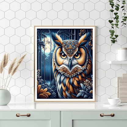 Owl's Midnight Wisdom Paint By Number