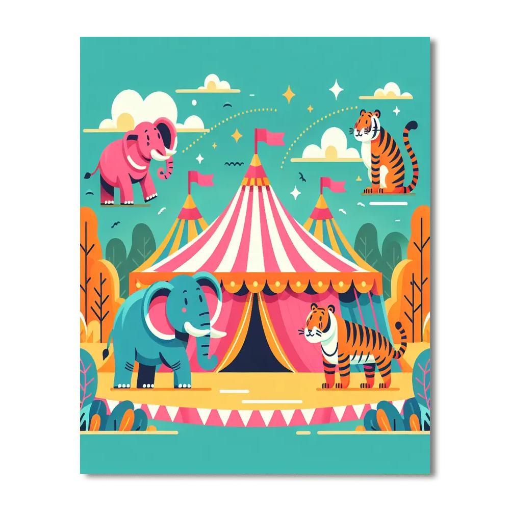 Circus Animal Spectacle Painting Number Kit