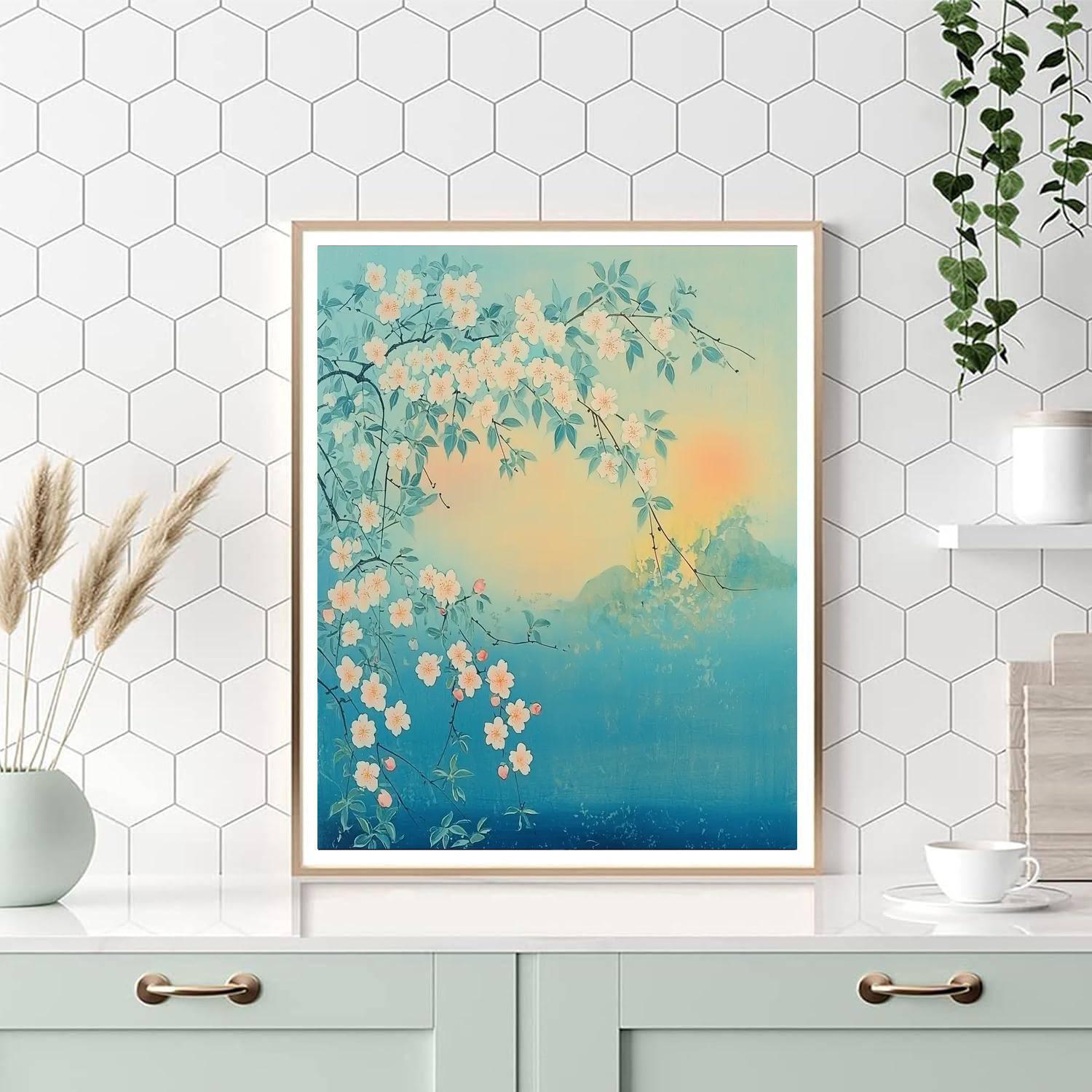Utagawa Hiroshige Inspired Whispering Blossoms At Dawn  Number Painting