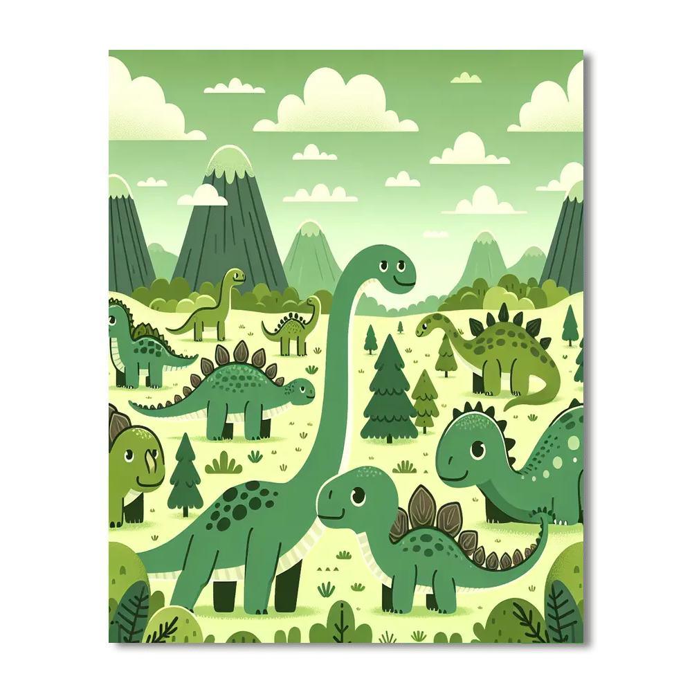 Journey To The Land Of Dinosaurs Painting Number Kit