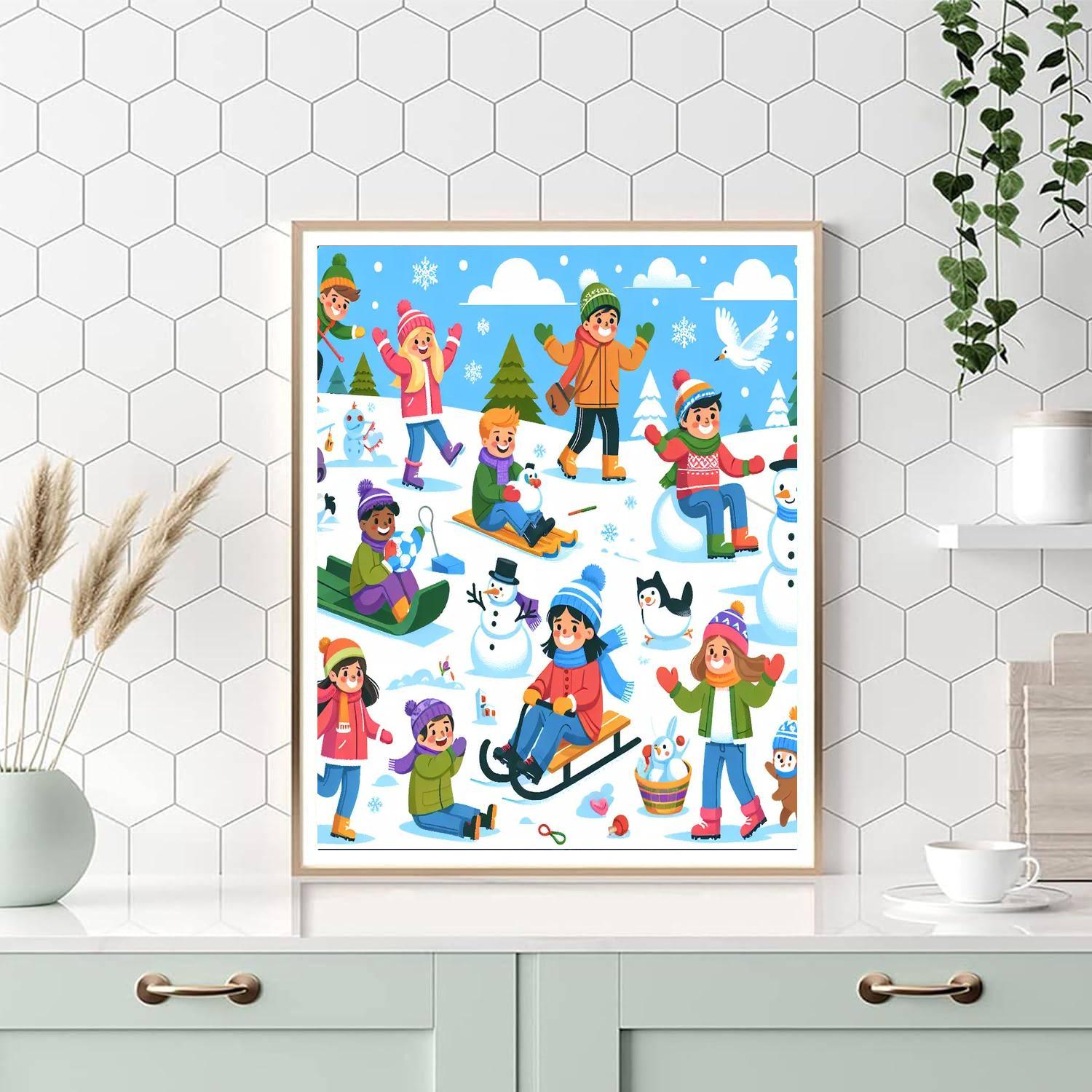 Joyful Winter Playtime Paint By Numbers Kits
