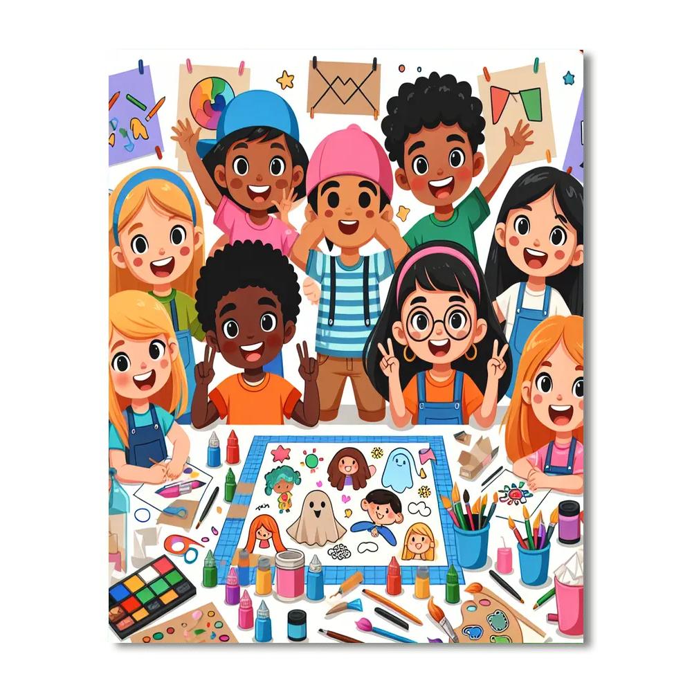 Cheerful Art And Craft Workshop Number Painting