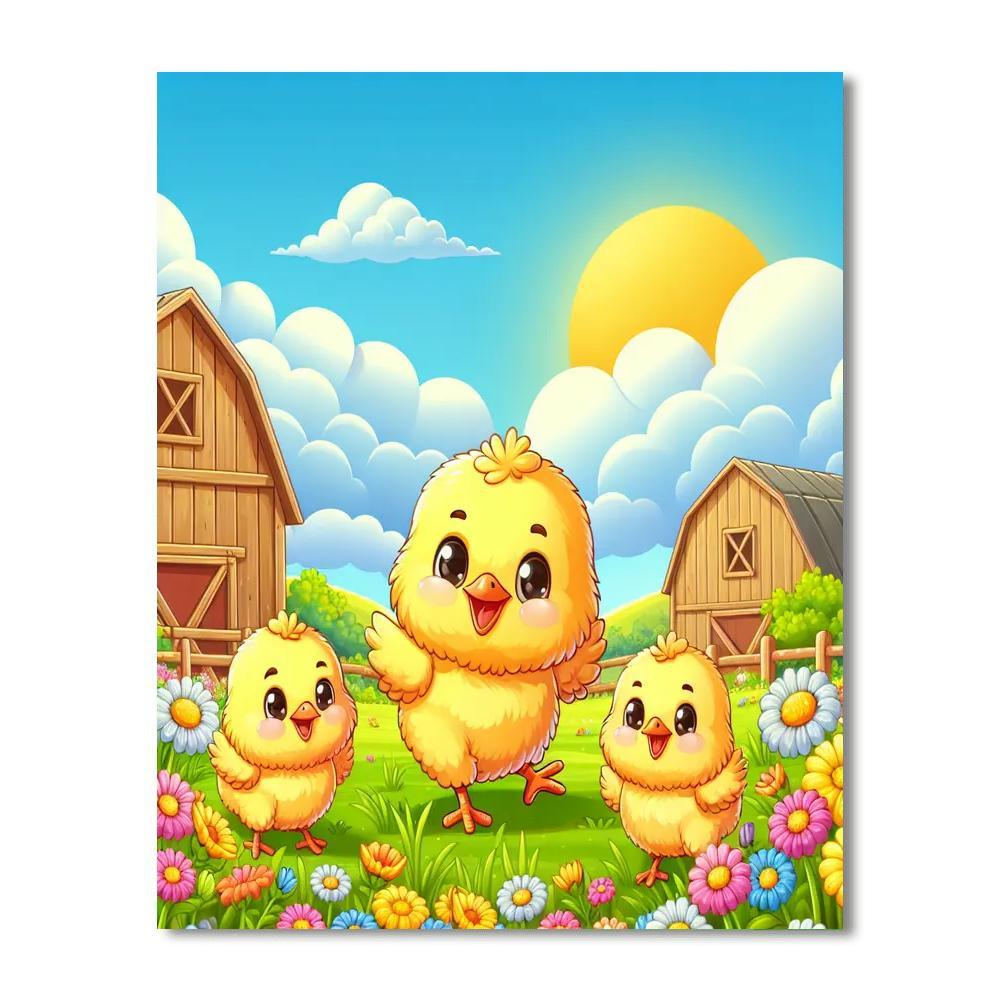 Cheery Chicks In Spring Paint By Numbers