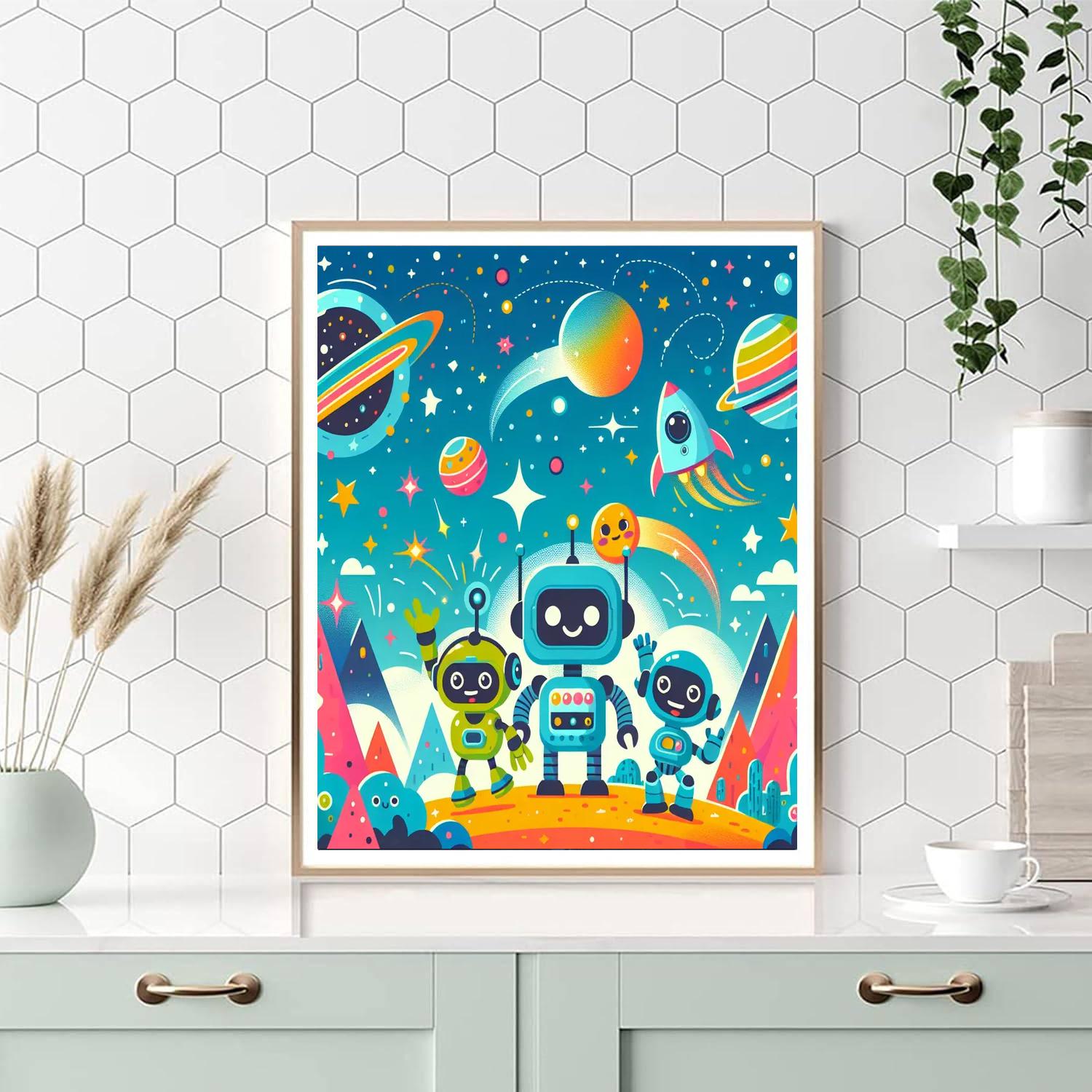 Space Robots Unite Number Painting