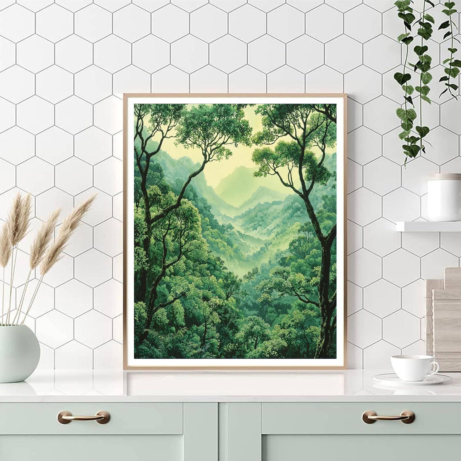 Zhao Mengfu Inspired Harmony Of Forest Canopies  Paint By Color