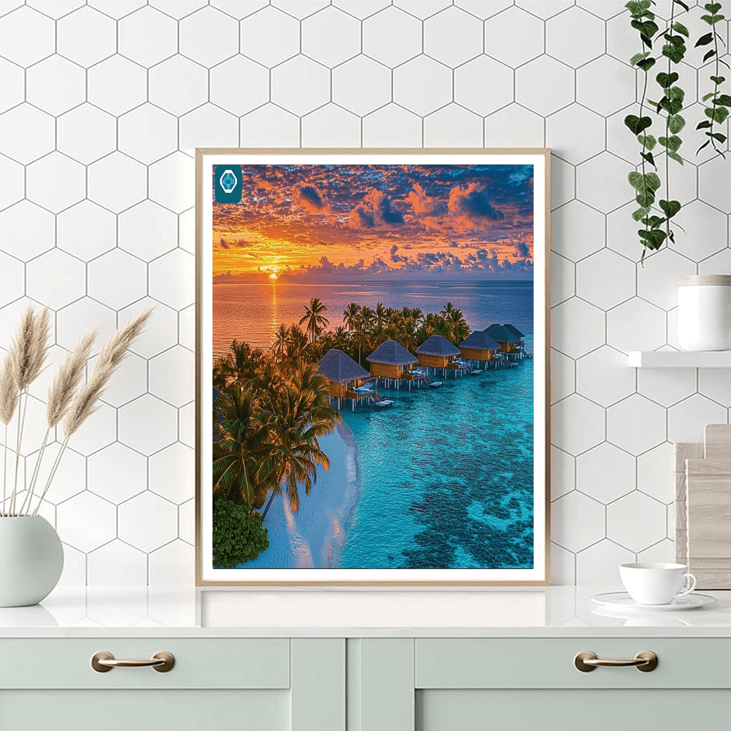 Maldives Overwater Bungalows Number Painting