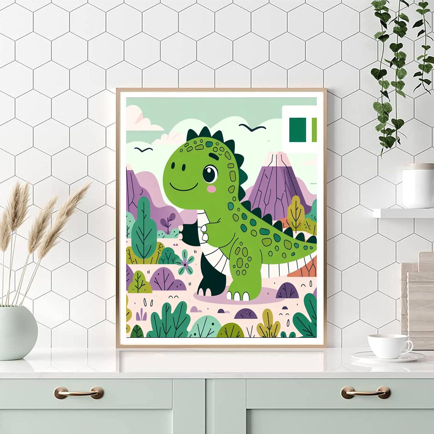 Brave Little Dinosaur Paint By Numbers Art