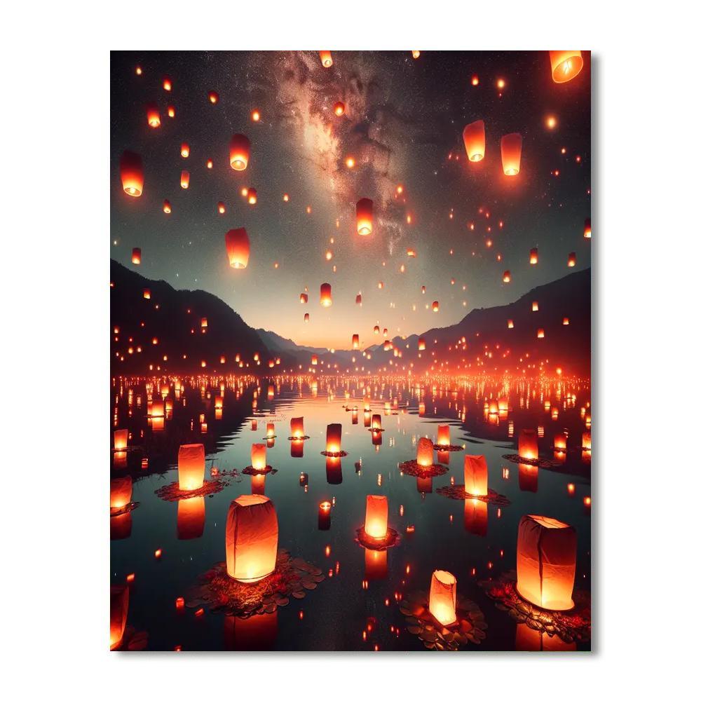 Mystical Lantern Festival Night Paint By Color