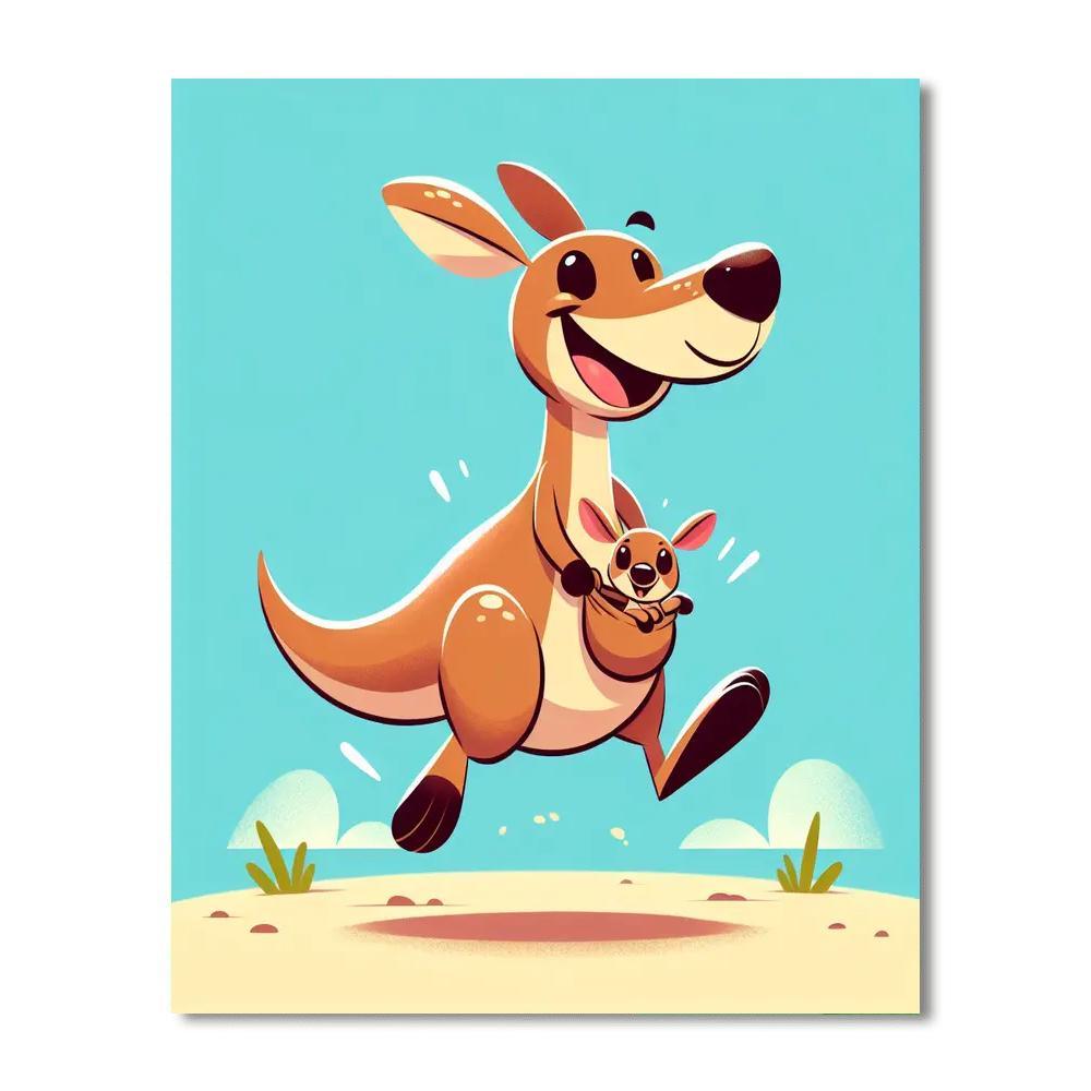 Gleeful Kangaroo Hop Paint By Number