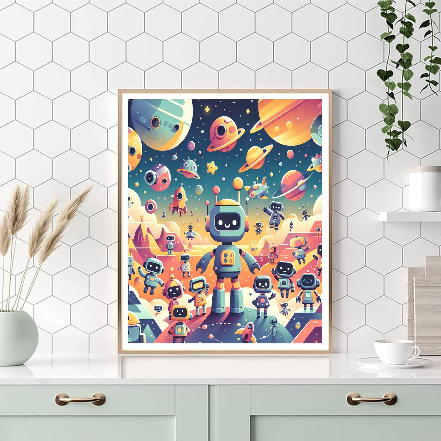 Space Robot Journey DIY Paint By Numbers