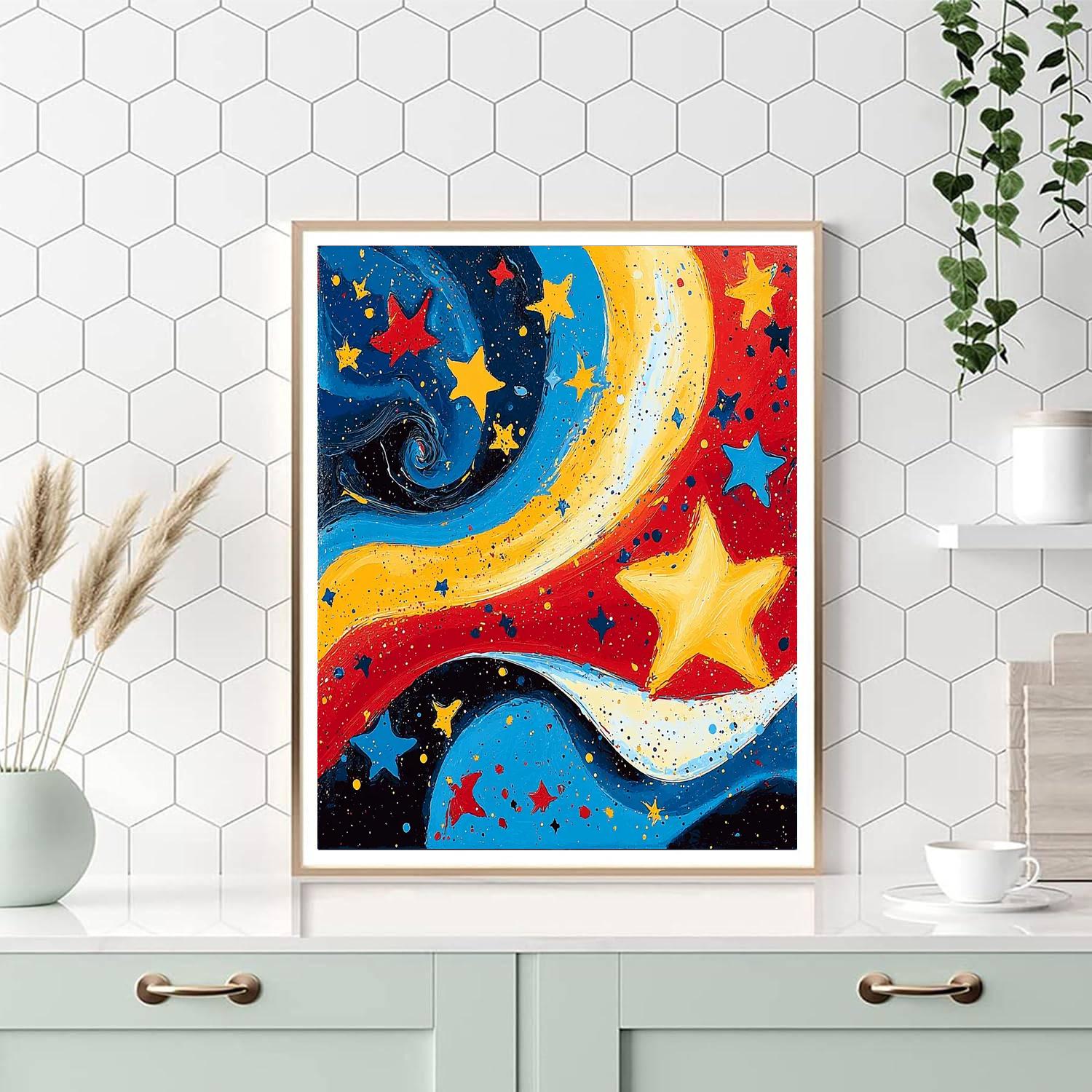 Joan Miró Inspired Whimsical Starscape  Paint By Color