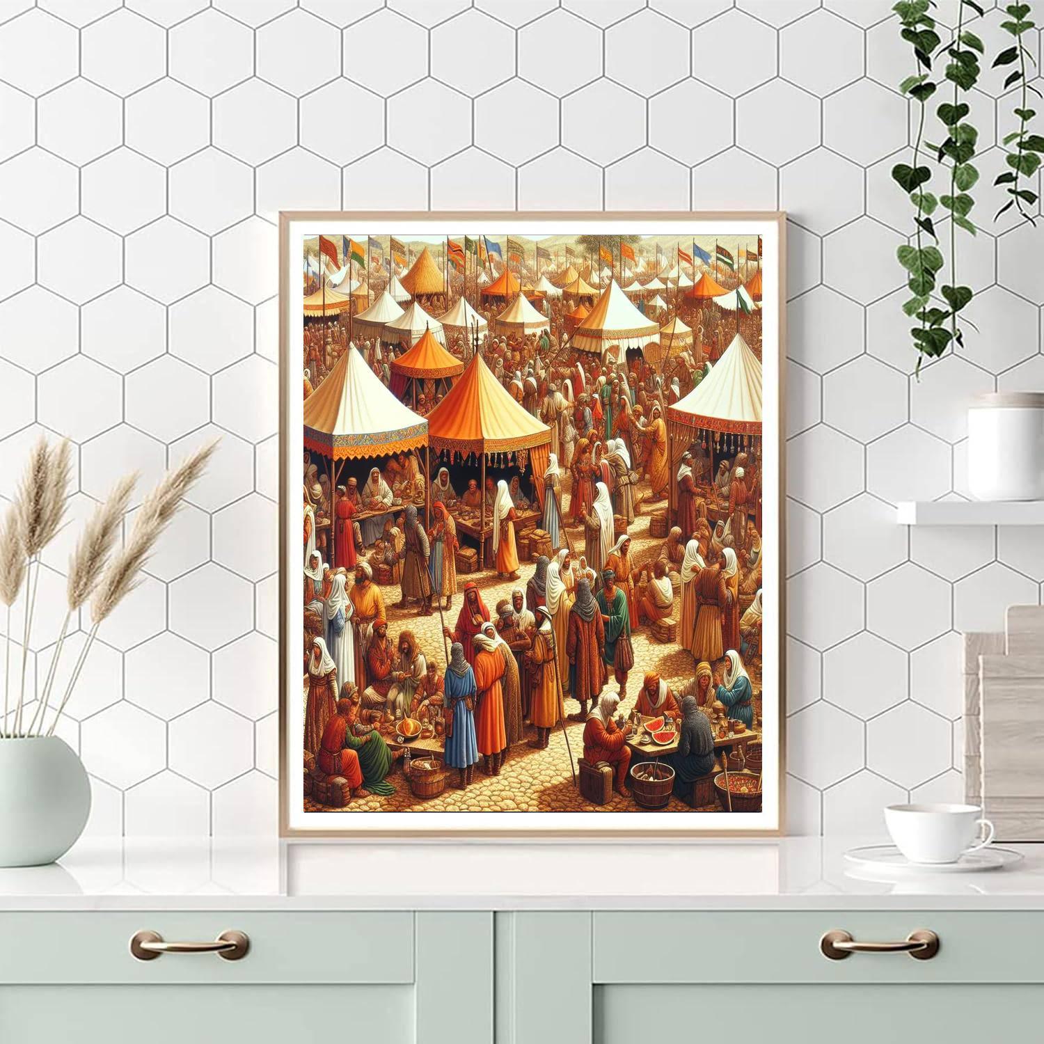 Medieval Village Festivity Painting By Numbers Kit