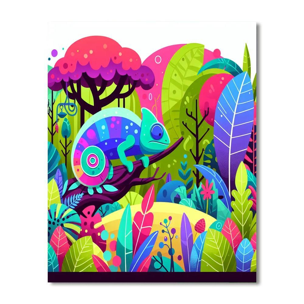 Cheerful Chameleon Quest Numbered Painting Kits