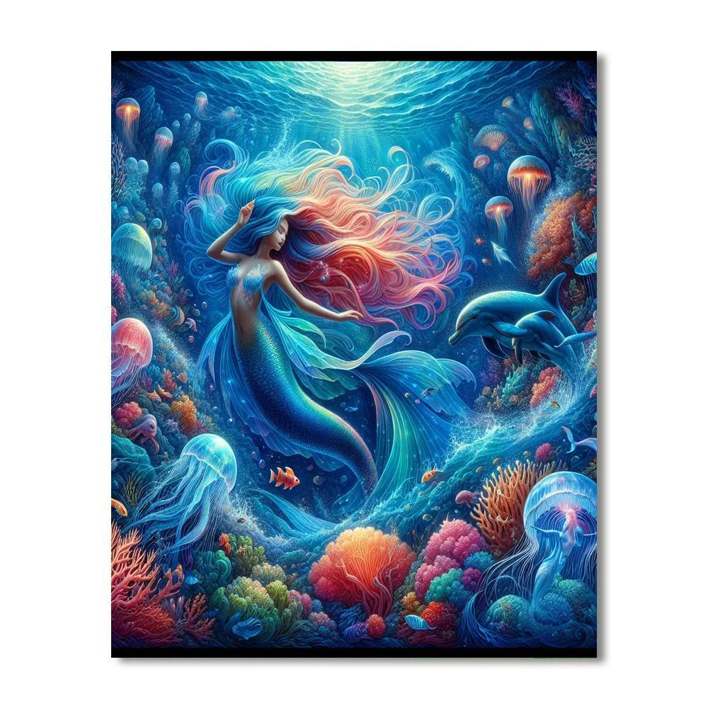 Little Mermaid's Ocean Fantasy Paint By Numbers Art