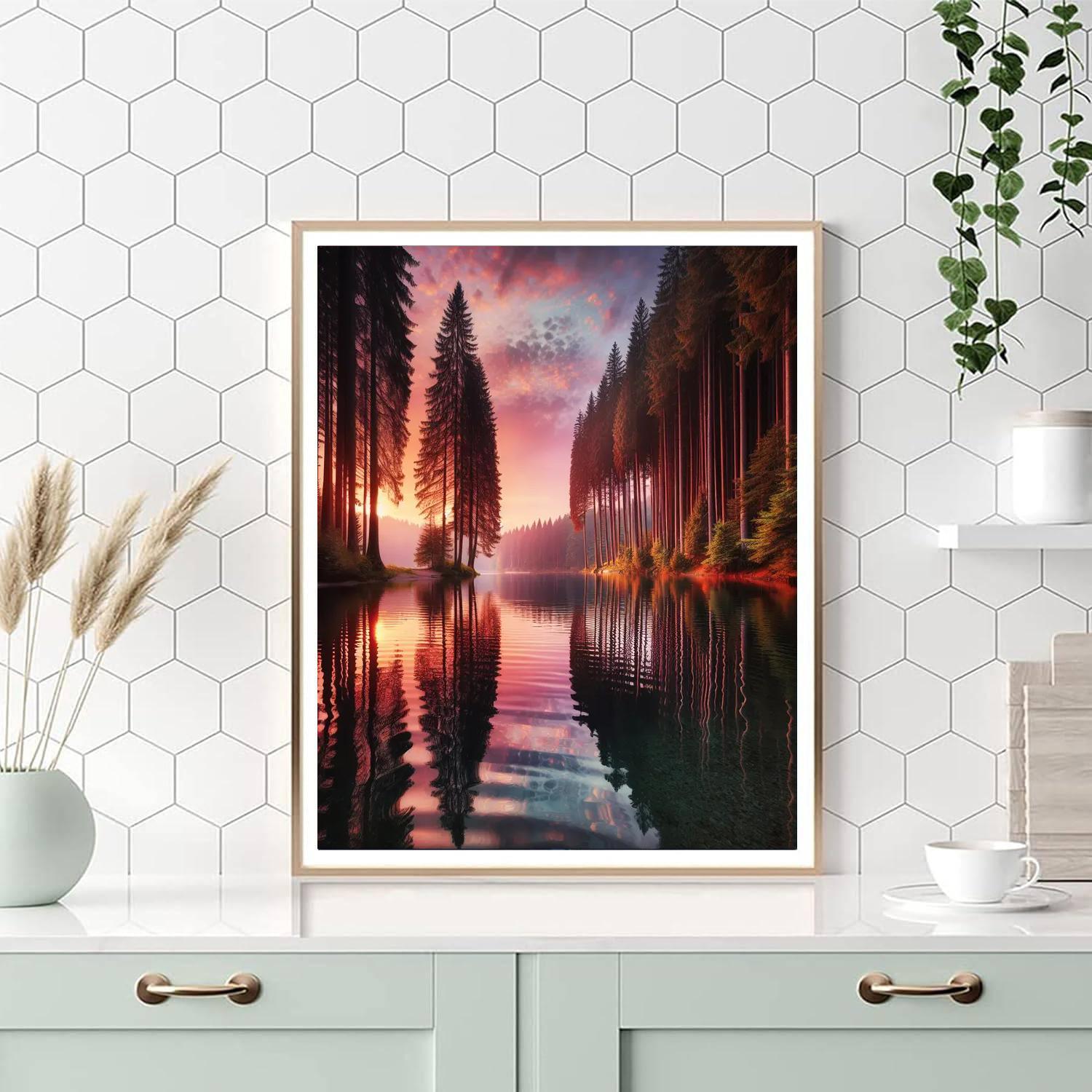 Idyllic Lakeside Reflection Paint By Numbers Kits