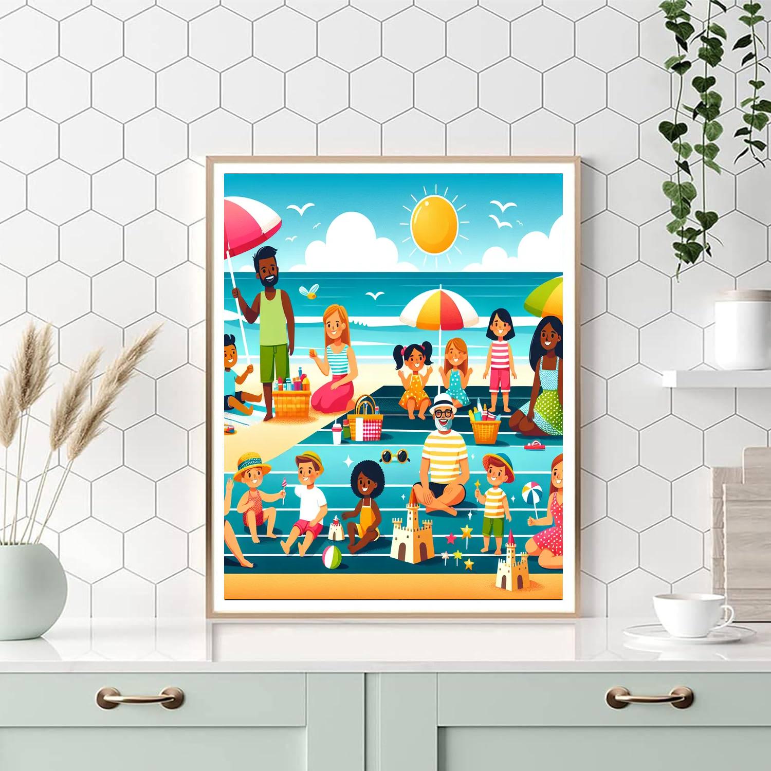 Seaside Adventure Picnic Paint By Numbers Art