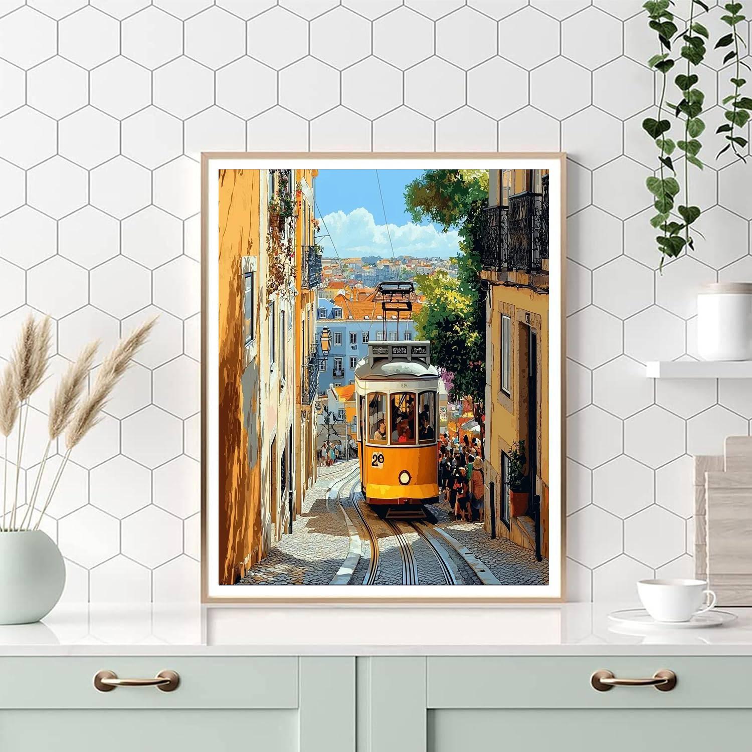 Lisbon's Tram 28 - Portugal Numbered Painting Kits