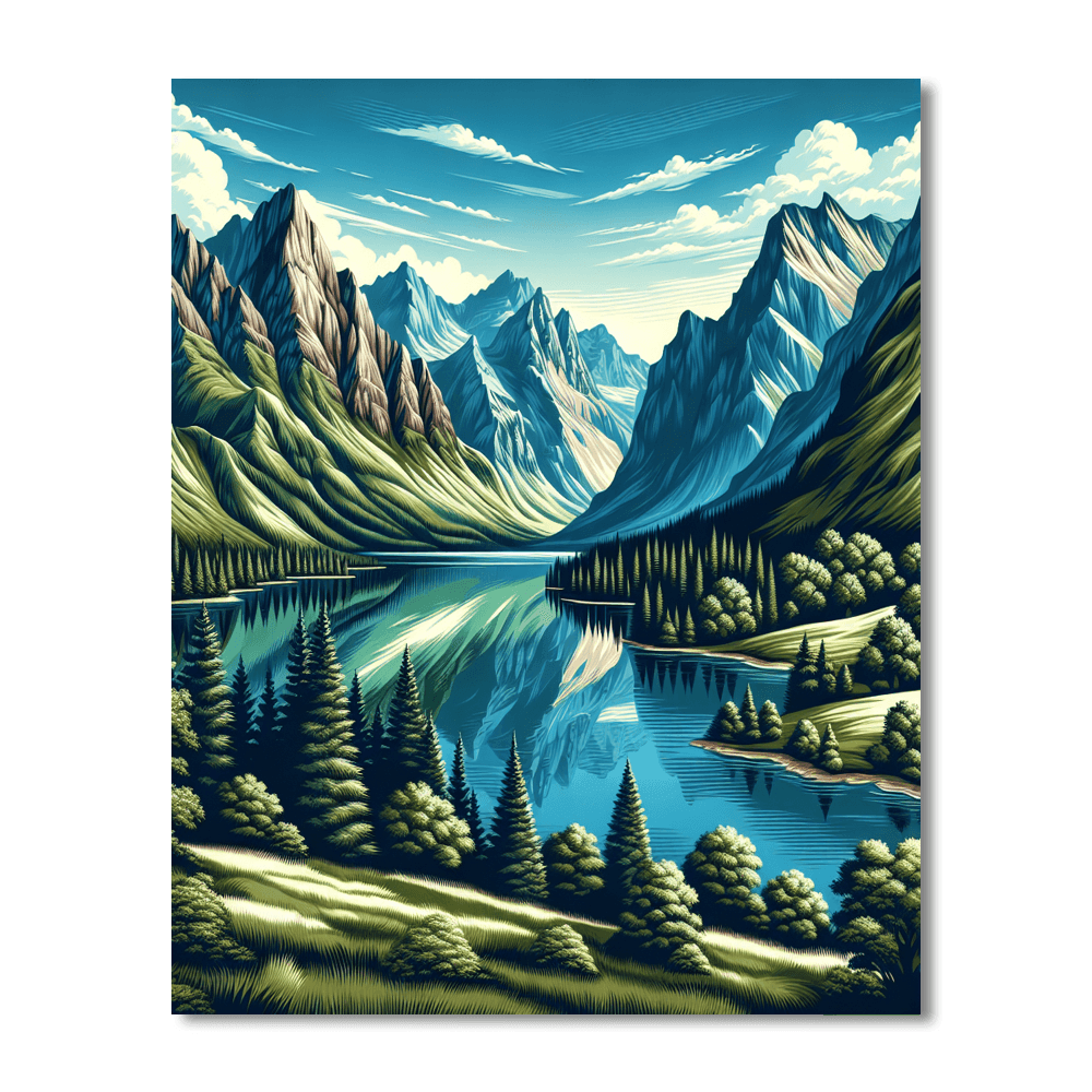Breathtaking Mountain Retreat Numbered Painting Kits