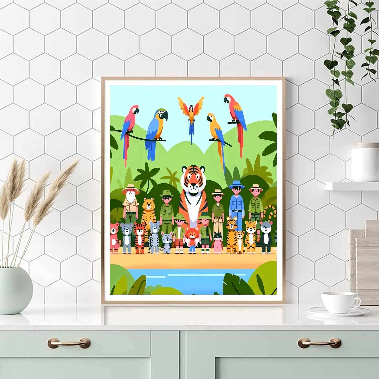 Safari Expedition With Jungle Animals Painting By Numbers Kit