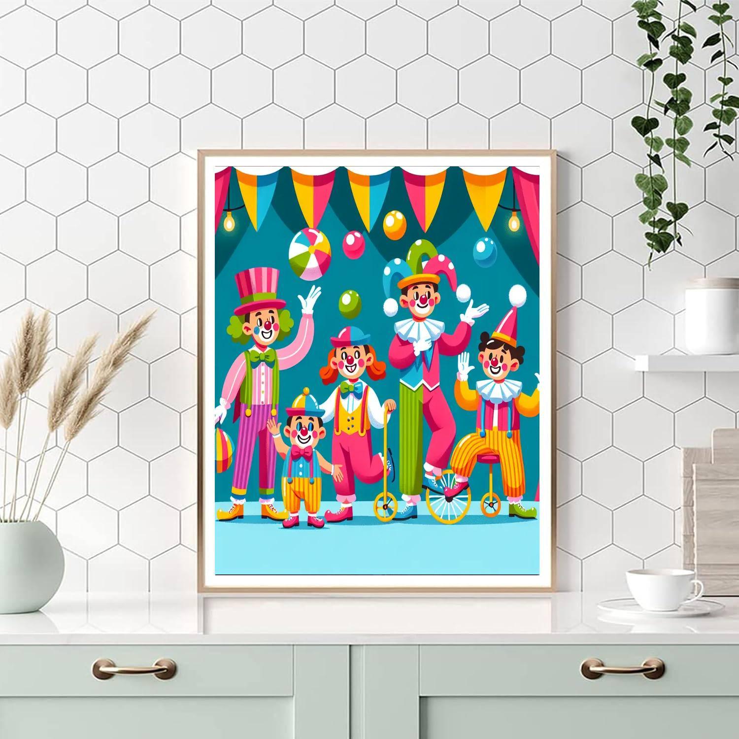 Circus Clown Capers Painting Number Kit