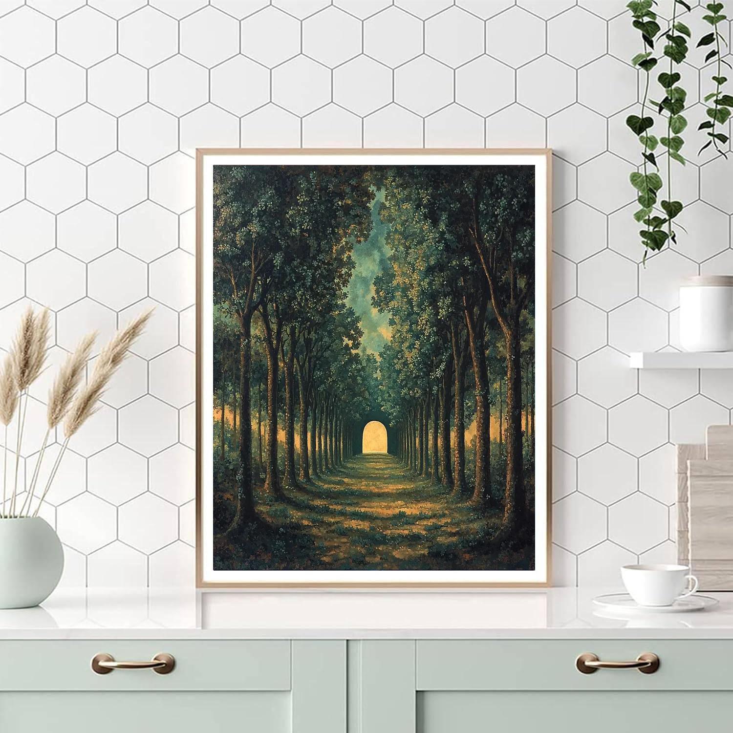René Magritte Inspired Mystical Forest Illusions  Painting Number Kit