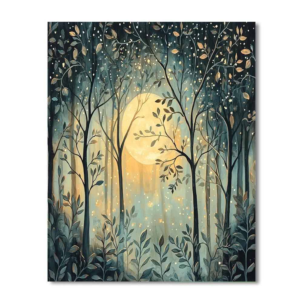 Nandalal Bose Inspired Harmony Of The Moonlit Forest  Paint By Number