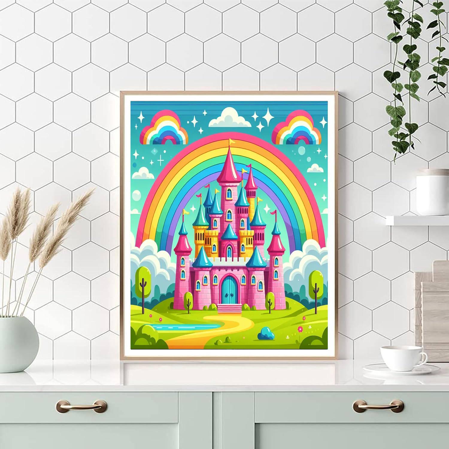Rainbow Fairytale Castle Painting By Numbers Kit