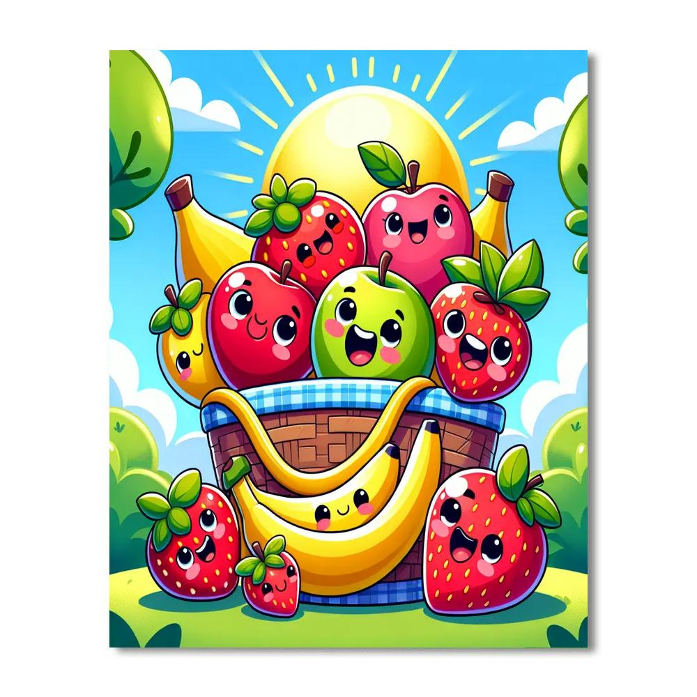 Joyful Summer Fruit Basket Numbered Painting Kits