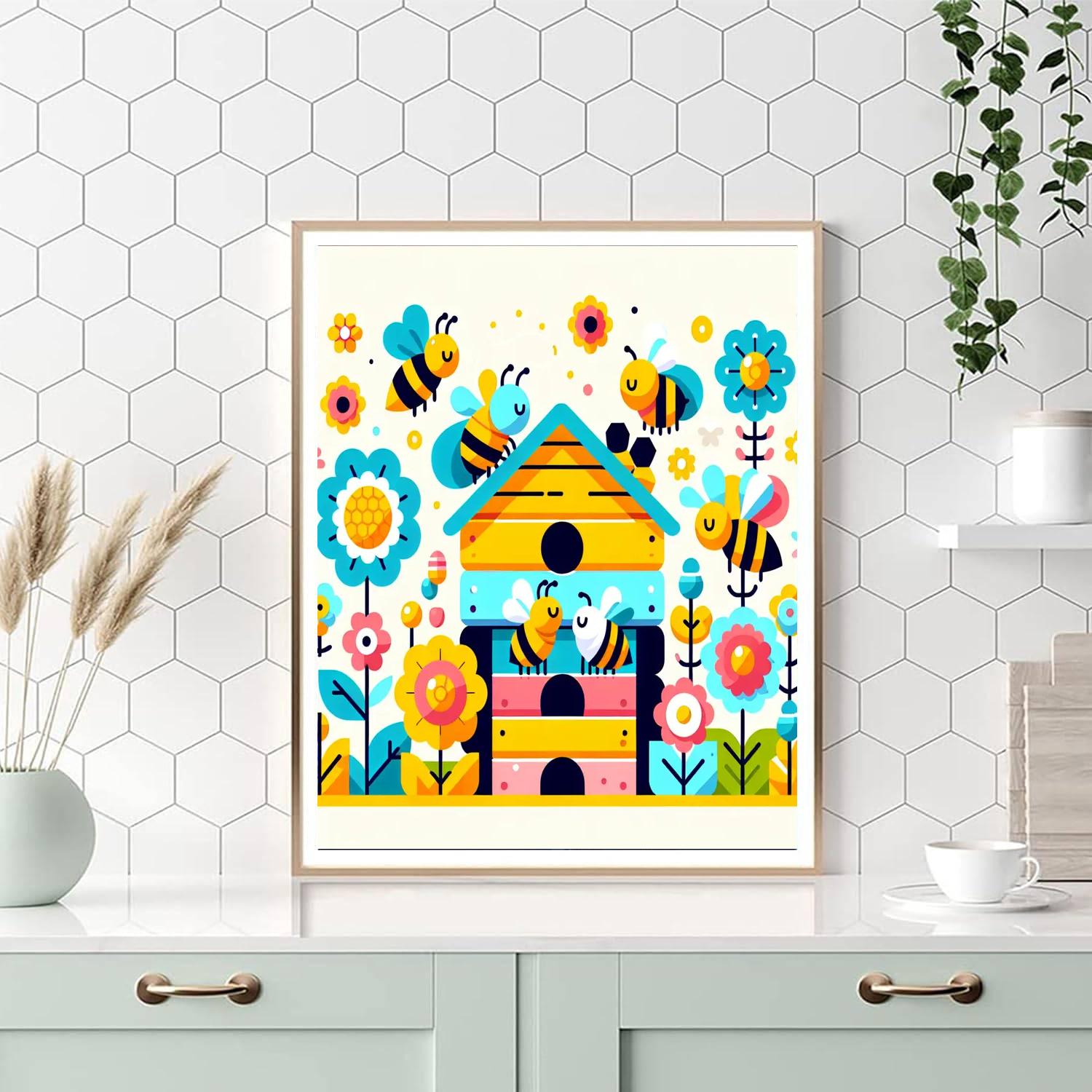 Buzzy Bee Bungalow Number Painting