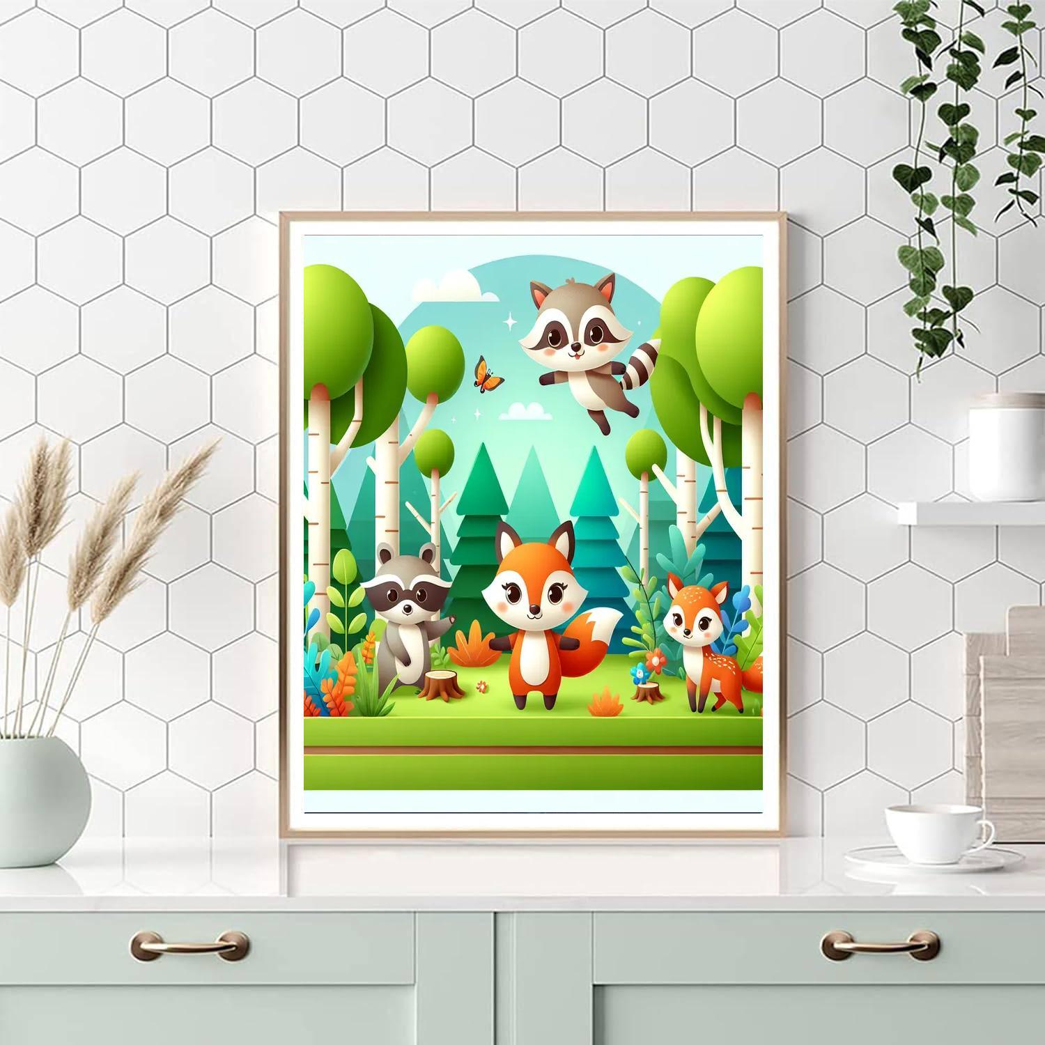 Curious Forest Creatures Paint By Numbers Art