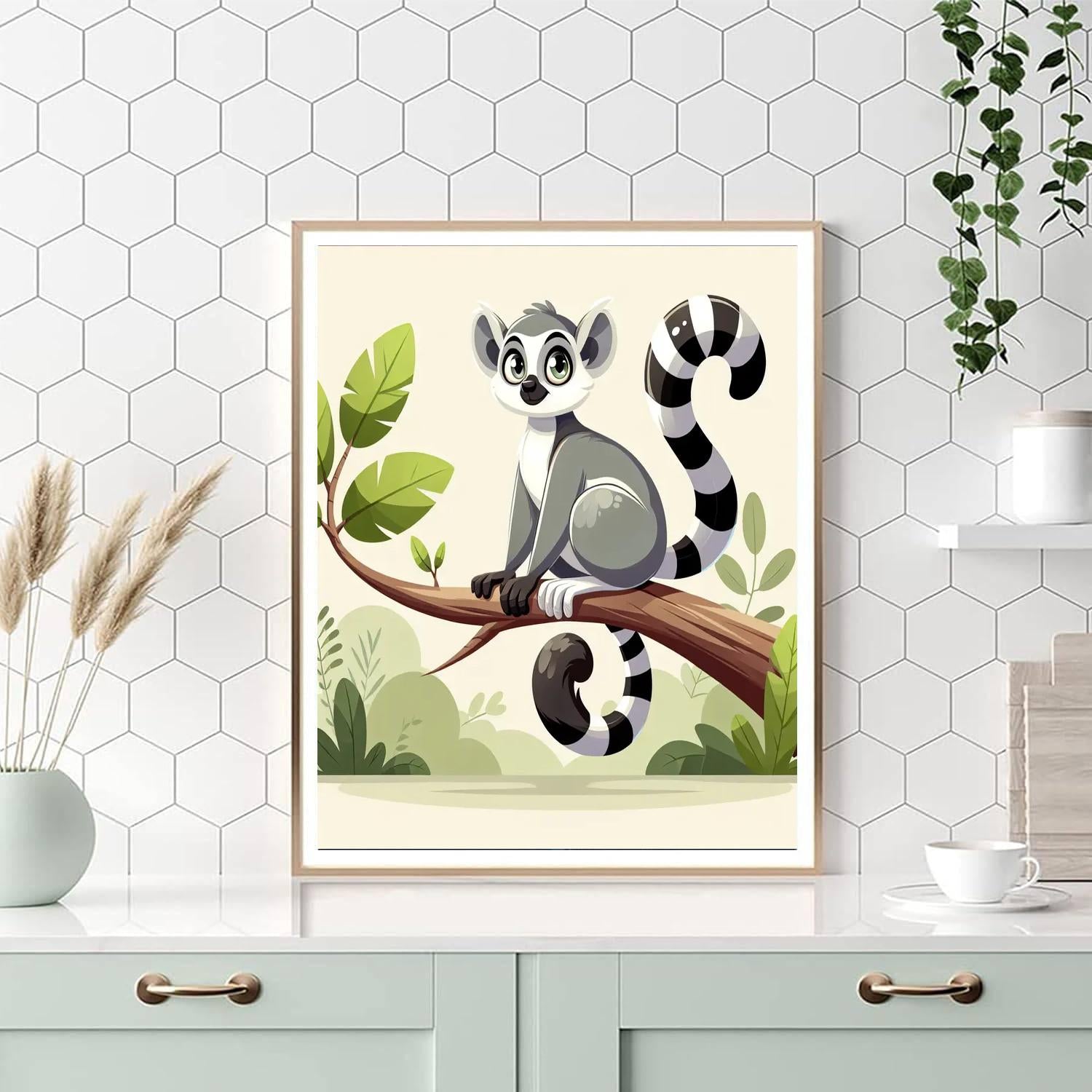 Radiant Ring-tailed Lemur Paint By Numbers Art