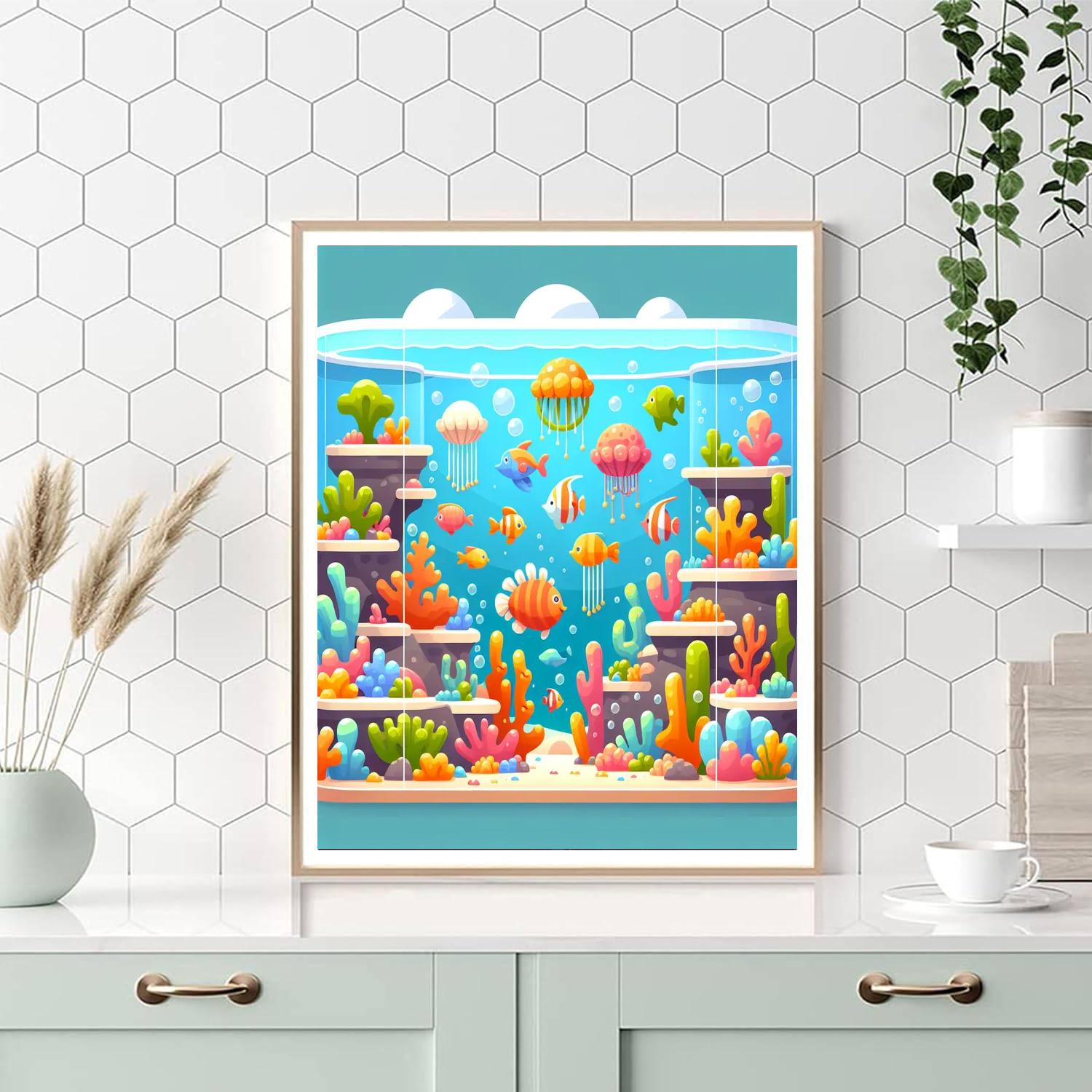 Bubbly Aquarium Exhibit Painting Number Kit