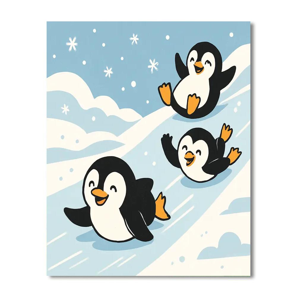 Lively Penguins Paint By Color