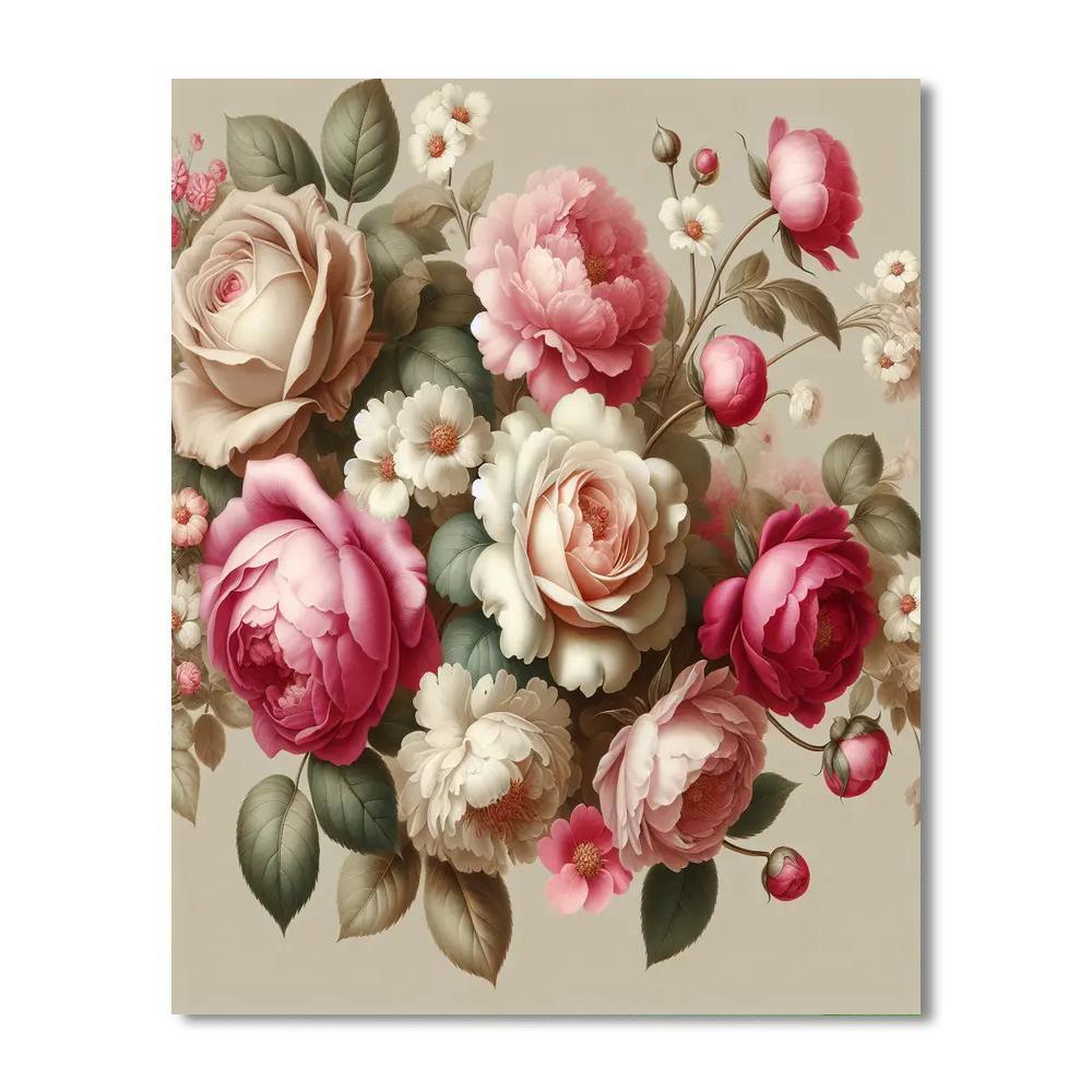 Romantic Floral Flourish Number Painting