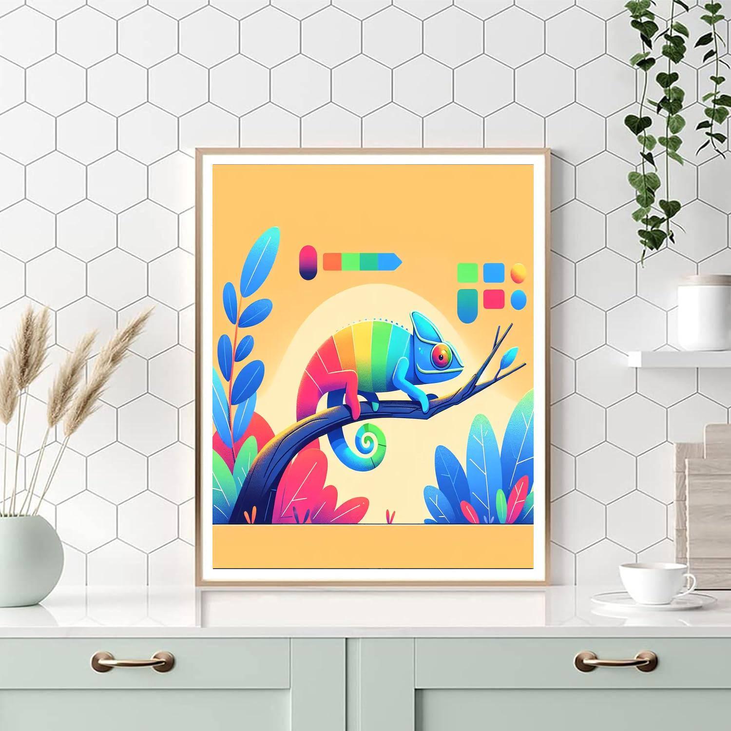 Colorful Chameleon Caper Number Painting