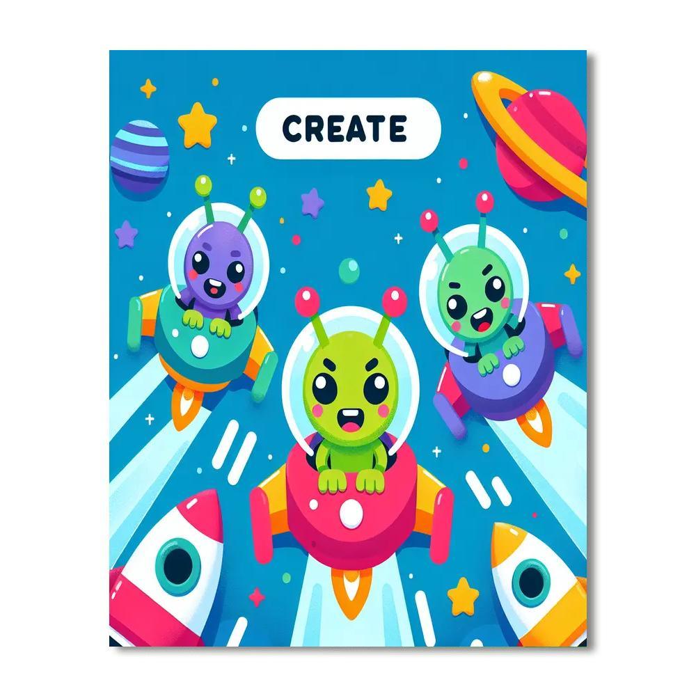Alien Space Race Paint By Numbers Art