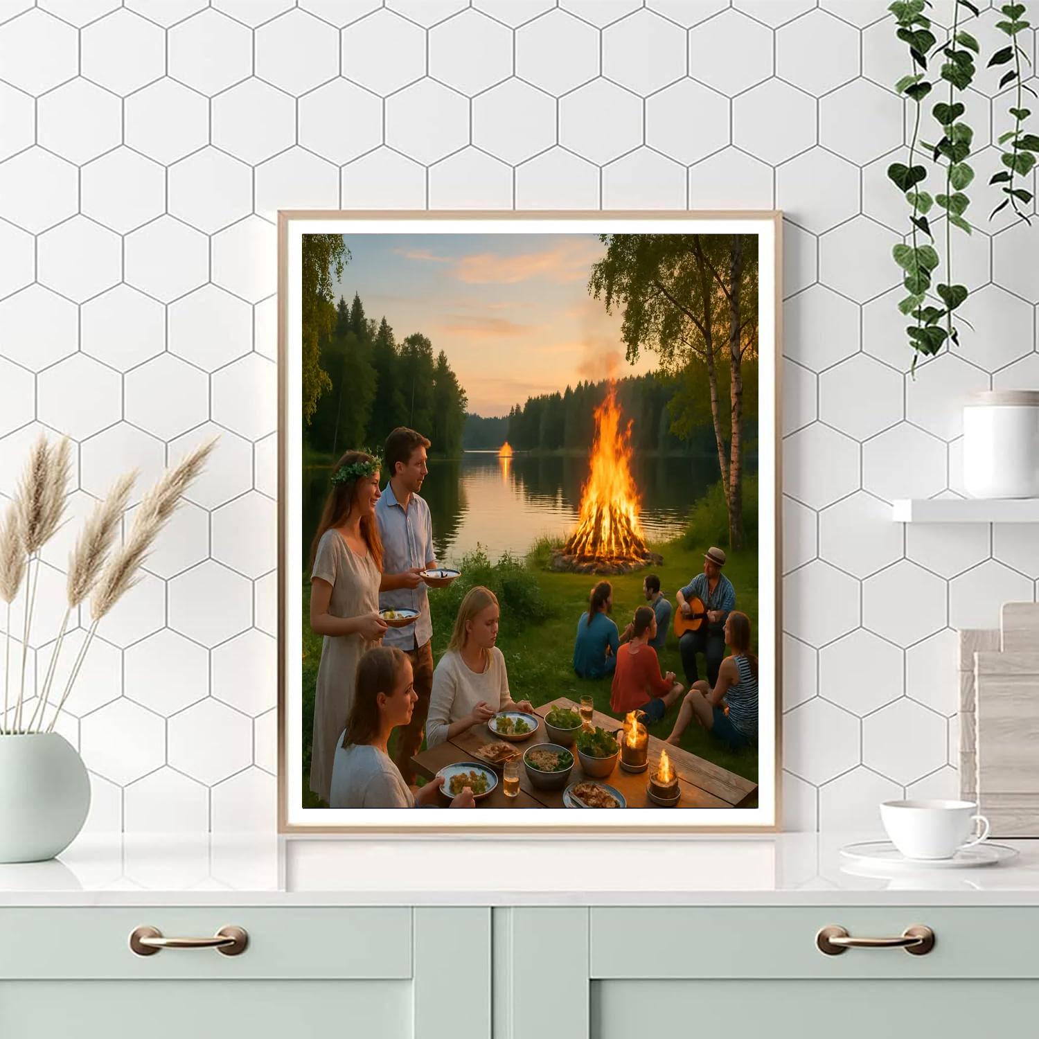 Midsummer Celebration In Finland Numbered Painting Kits