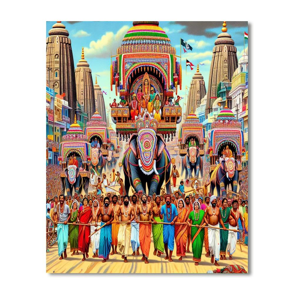 Rath Yatra Festival - Puri, India Painting Number Kit