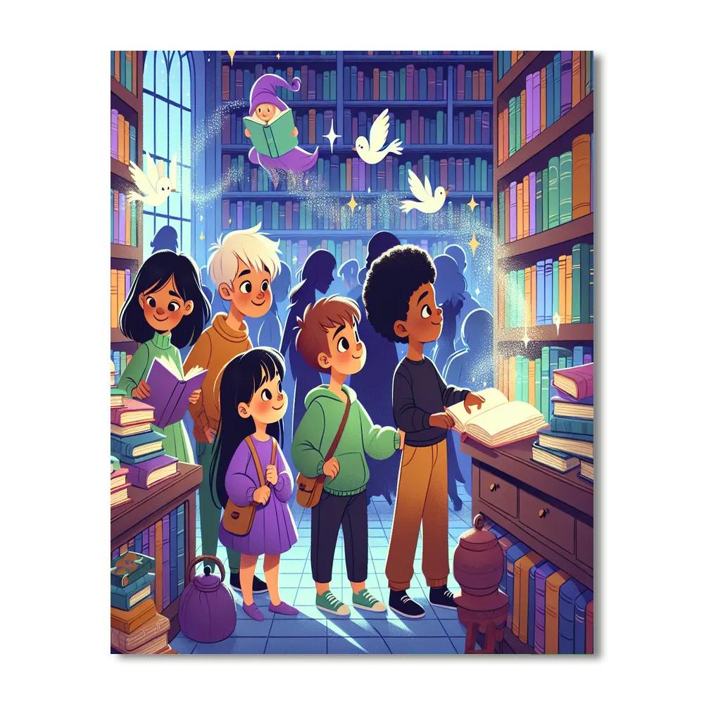 Enchanted Bookstore Adventure Painting Number Kit